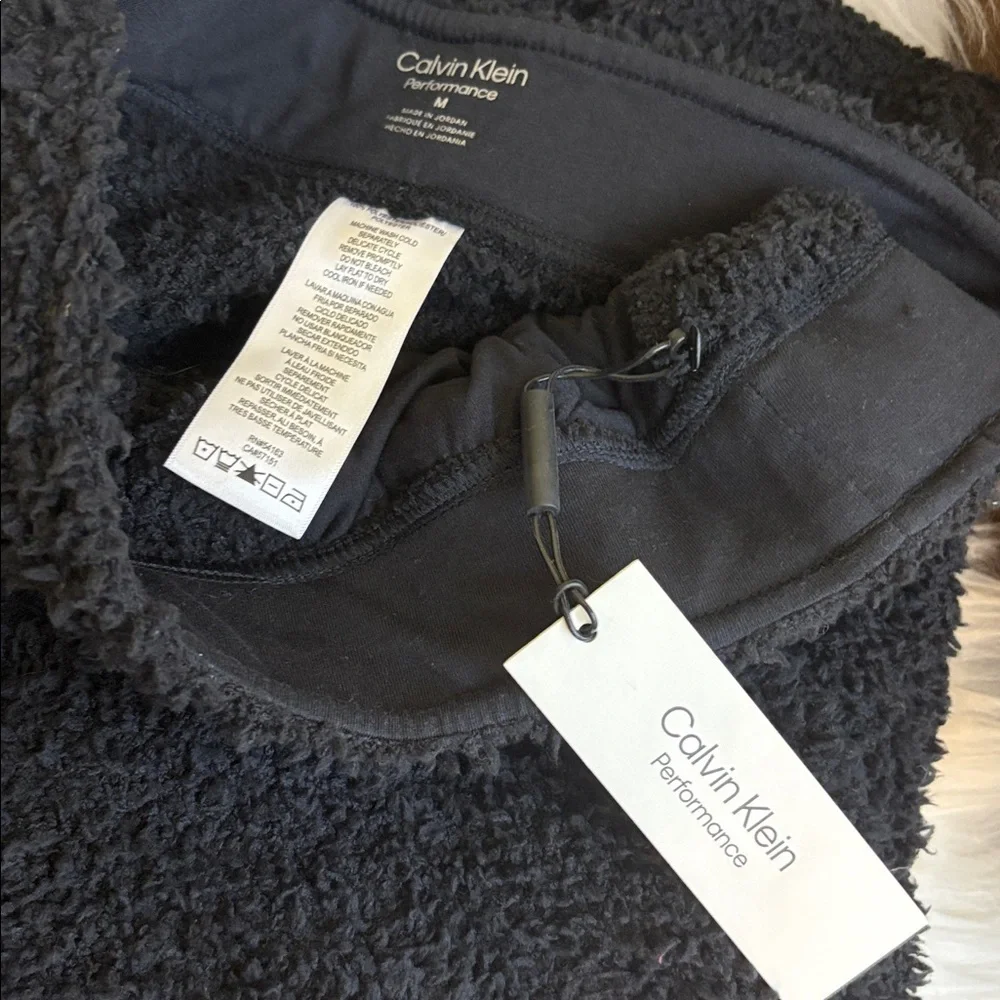 Calvin Klein Performance | NWT Black Shaggy Knit Sherpa Teddy Pull-On Joggers M